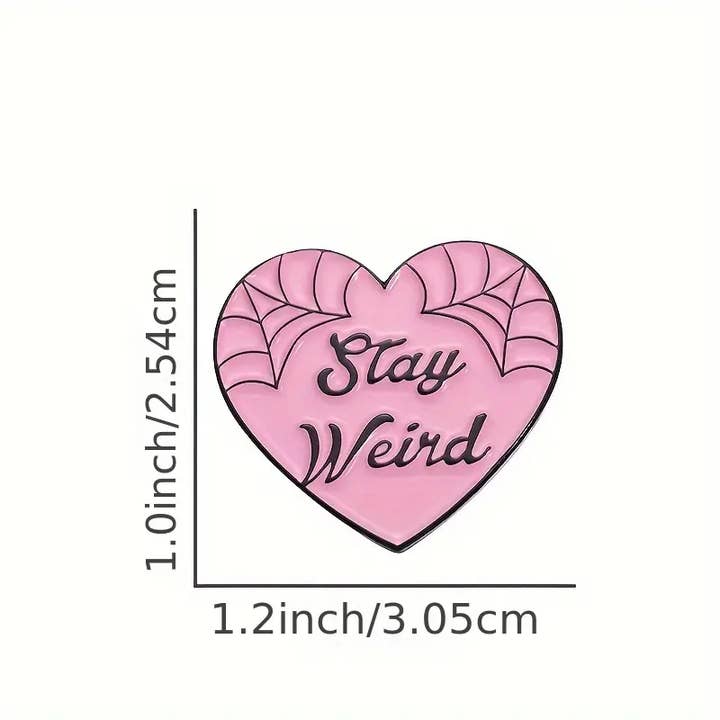 Magnifique Hearts - Wholesale Lapel Pin/Button - "Stay Weird" Enamel Heart Pin 🖤, Beautiful Pink Pin3