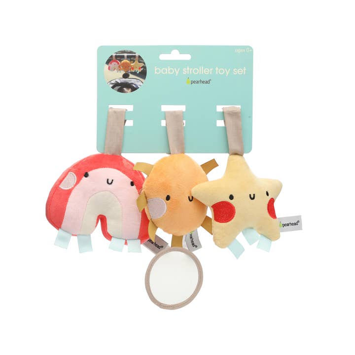 Pearhead - Wholesale Crinkle Tag Toy - Baby - Rainbow Sun and Stars Stroller Toys, Set of 34