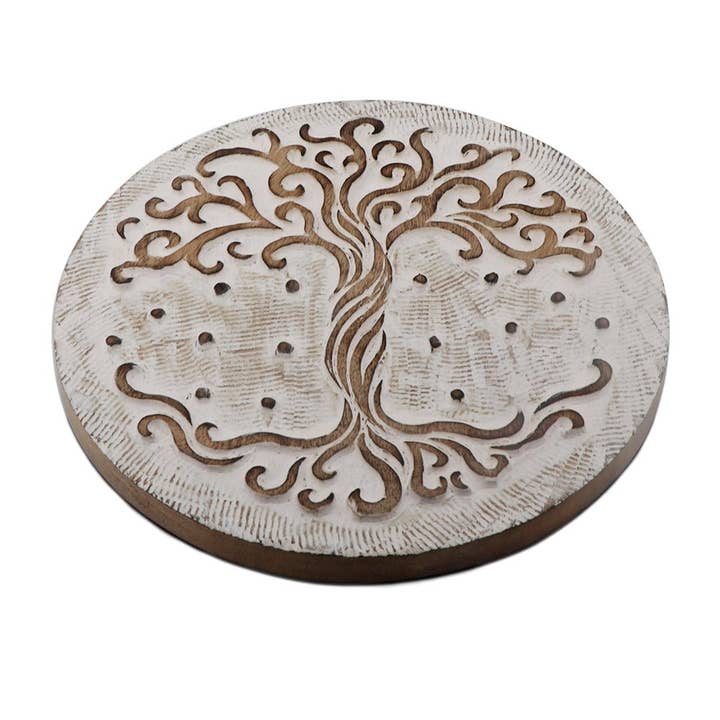 Buddha Groove - Wholesale Trivet - Fairtrade Hand Carved Wood Tree of Life Trivet