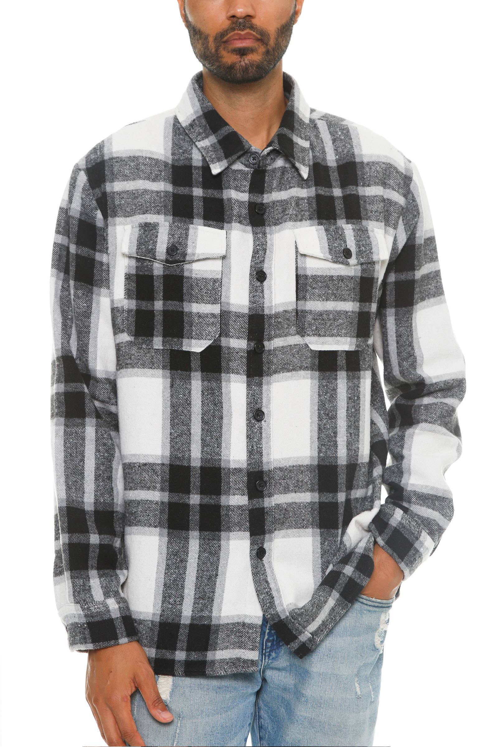 WEIV - Wholesale Shirt Jacket/Shacket - Men's - Mens Checkered Soft Flannel Shacket4