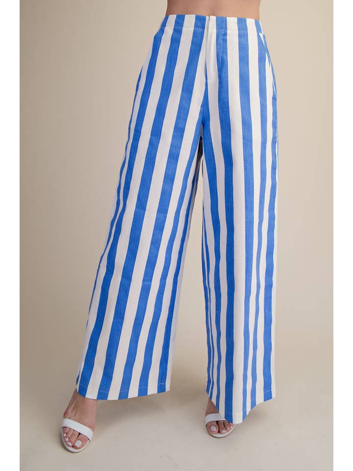 Glam - Wholesale Pants - Women's - Mid-Rise Wide Leg Stripe Pants4