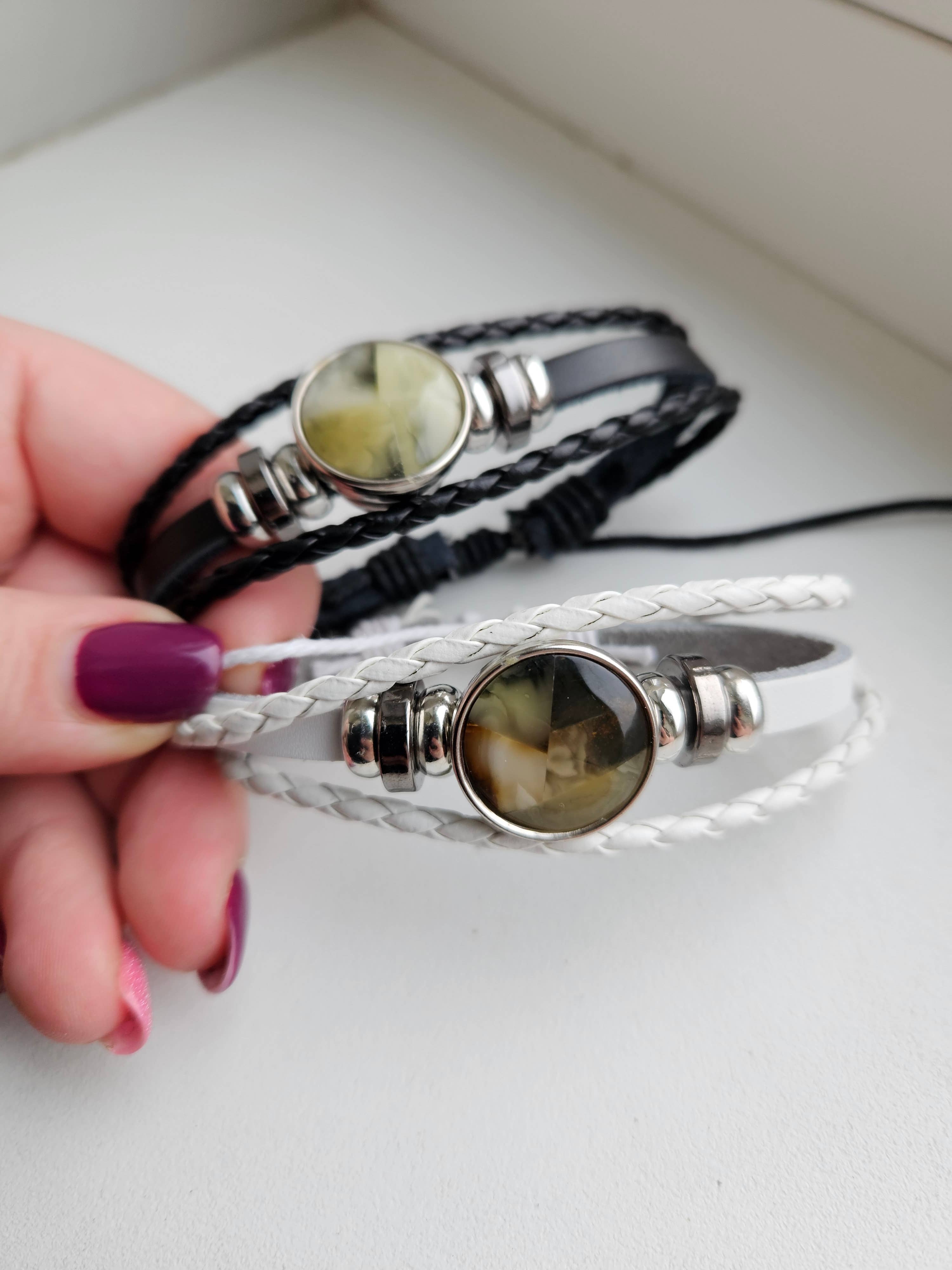 AmberLithuania - Wholesale Beaded Bracelet - Eco Leather and Baltic Amber adjustable bracelet for him her8