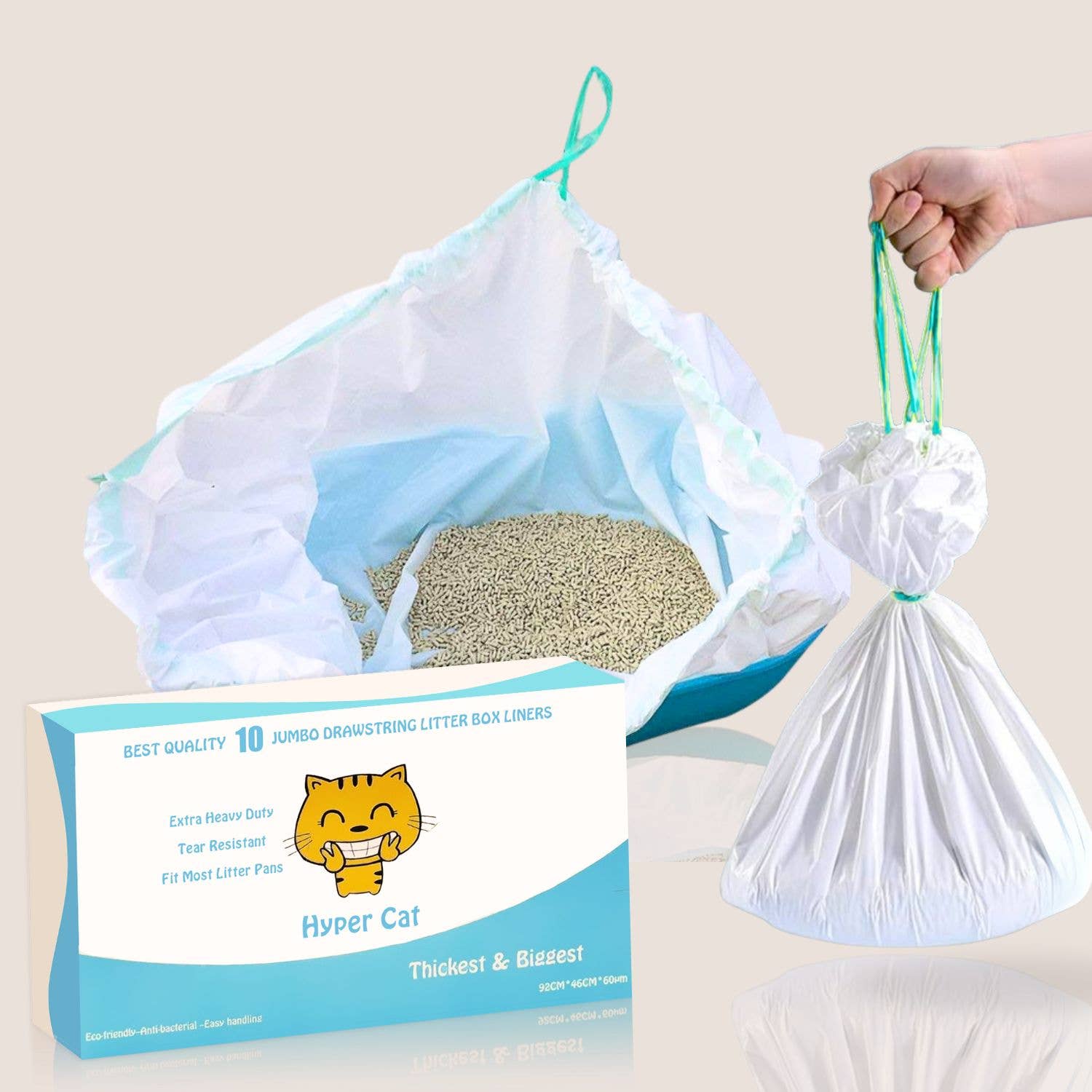 Pet N Pet - Wholesale Pet Poop Bag - Pet N Pet Jumbo Cat Litter Box Liners – 60 Count, Drawstring2