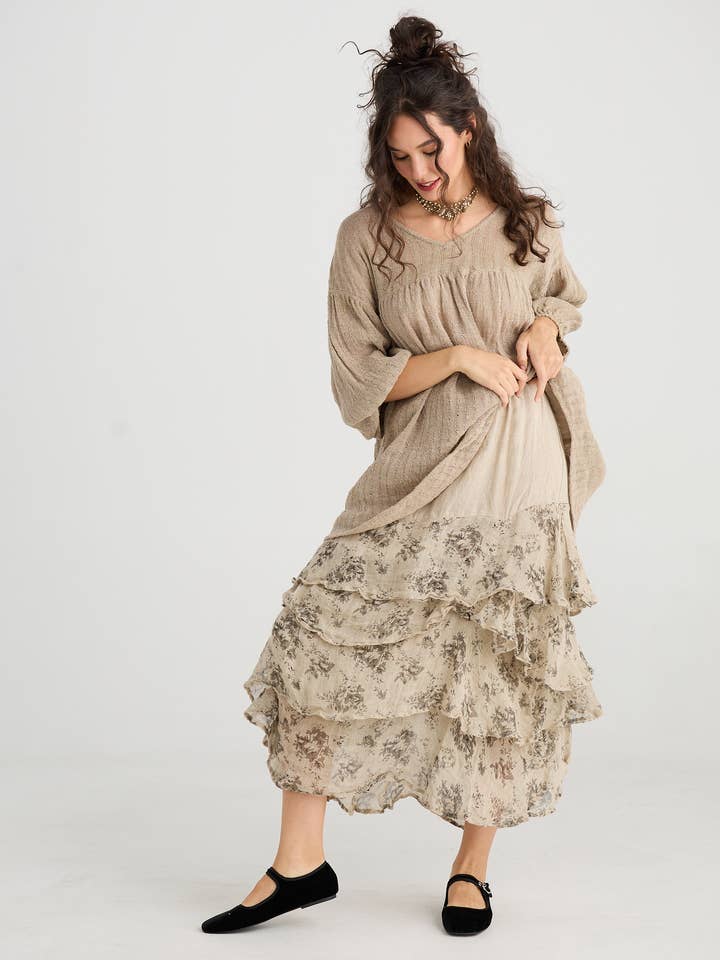 Miss Rose Sister Violet - Wholesale Skirt - Women's - WOMEN'S - Angelica Linen gauze floral skirt.