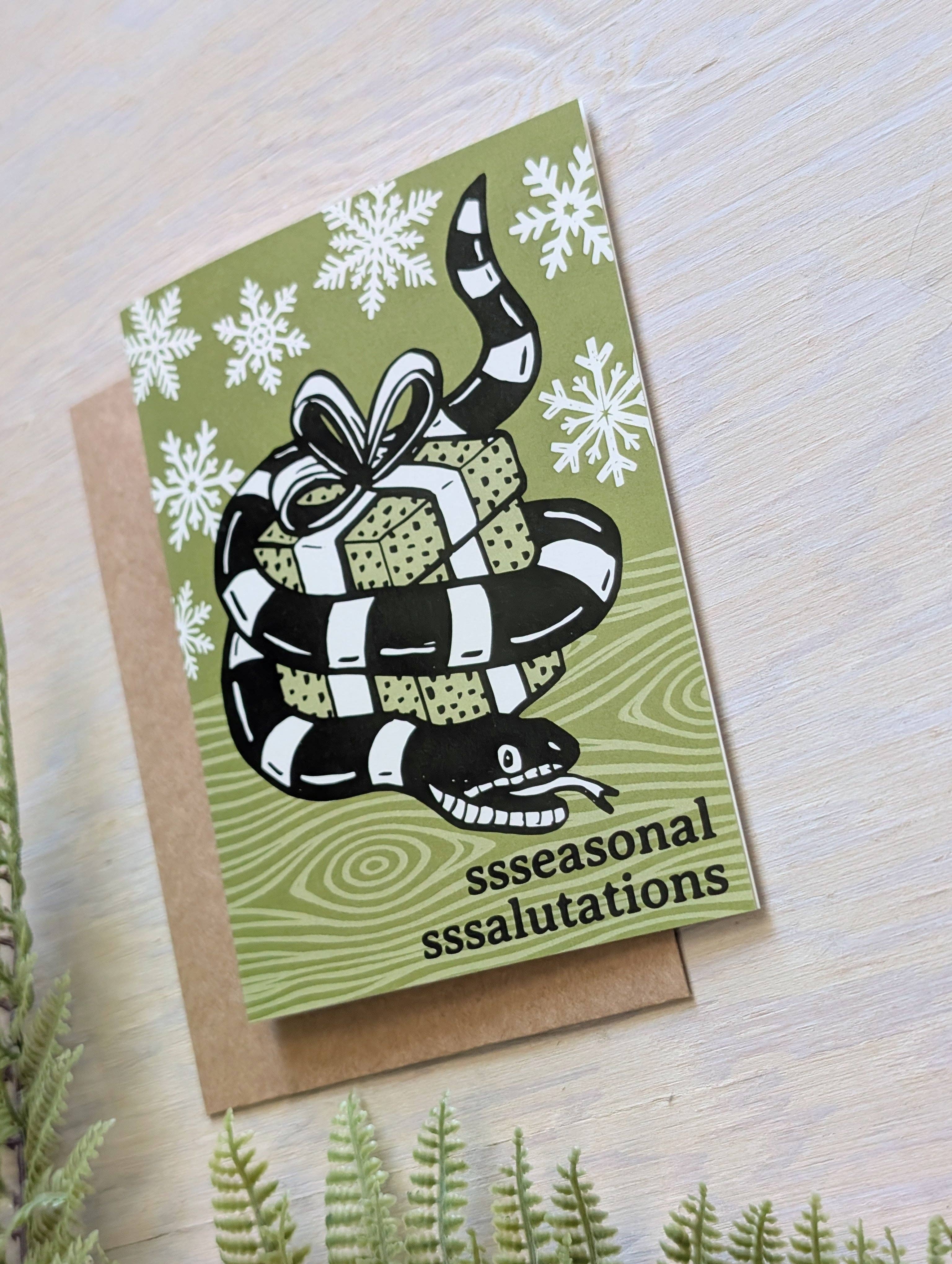 ilikesara | art + goods - Wholesale Season's Greetings Card - greeting card | seasonal salutations snake - holiday Christmas Hanukkah New Year1