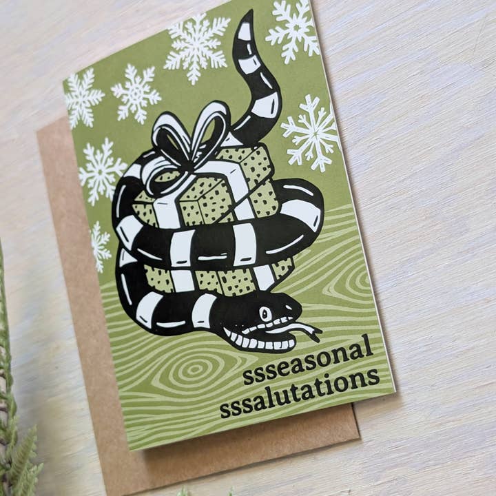ilikesara | art + goods - Wholesale Season's Greetings Card - greeting card | seasonal salutations snake - holiday Christmas Hanukkah New Year1