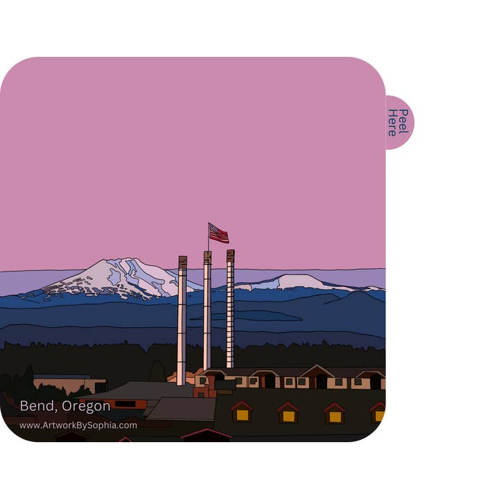 "Old Mill Bend Oregon" | Vinyl Sticker | Colored Drawing for wholesale by Artwork by Sophia