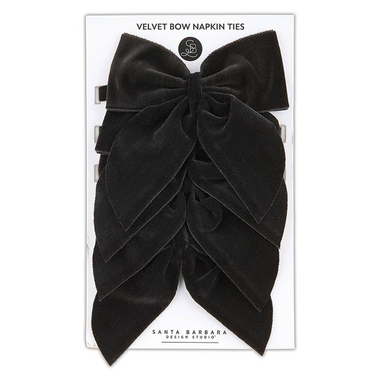 Santa Barbara Design Studio by Creative Brands - Wholesale Napkin Ring - Velvet Bow Napkin Ties - Black - Set of 41