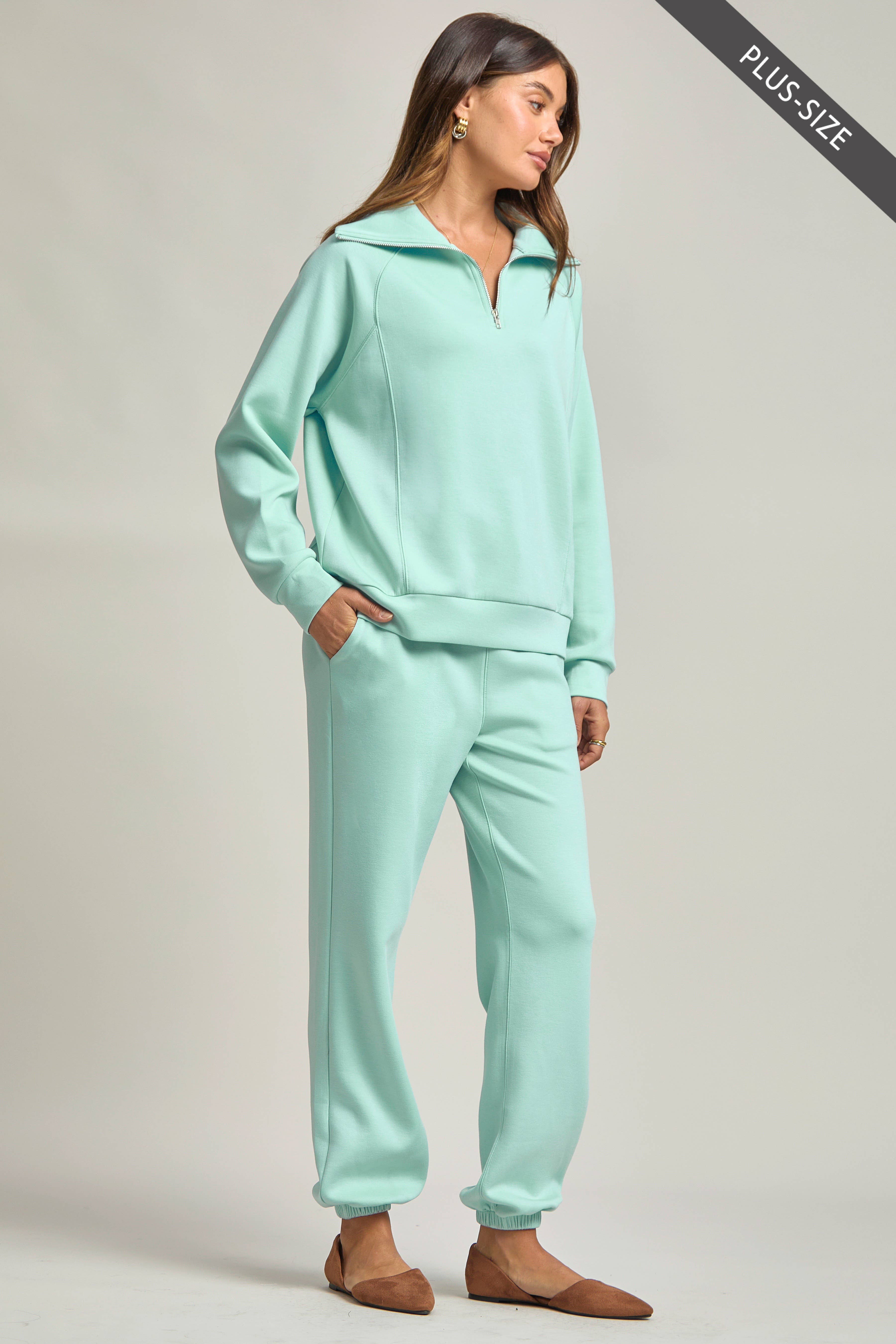 Dear Scarlett - Wholesale Lounge Set - Women's - PLUS SIZE Quarter Zip Pullover + Jogger Modal Travel Set27