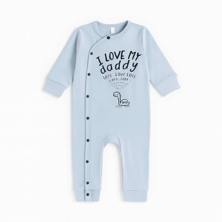 Blauwe Ik Hou Van Mijn Papa Katoenen Babyromper voor wholesale door Fennco Styles