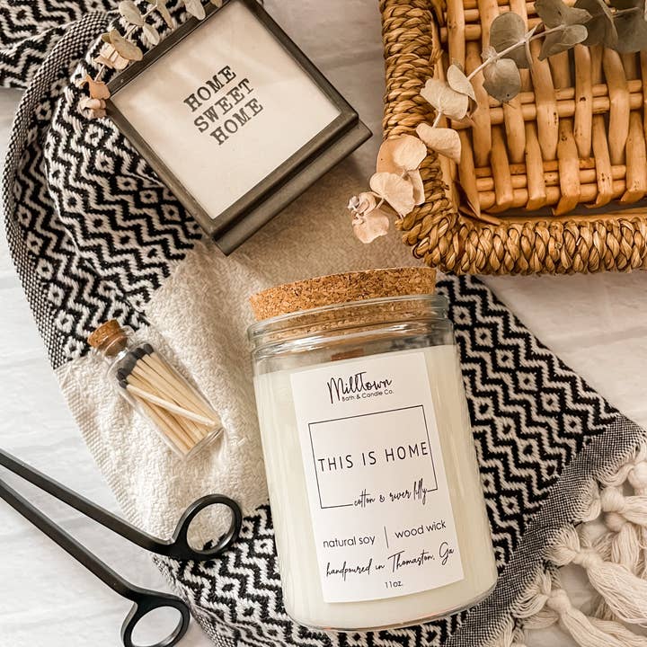 This Is Home Soy Candle-100% Natural Soy Wax | Wooden-Wick Candles | Clean-Burning & Long-Lasting for wholesale by MillTown Bath & Candle Company