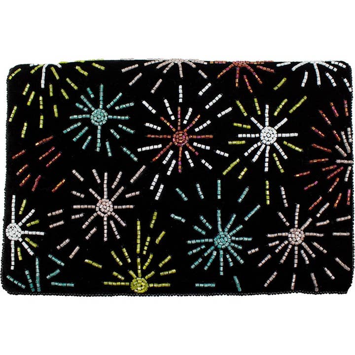 VELVET STARBURST BEADED CLUTCH for wholesale by Pizzazz, Inc.