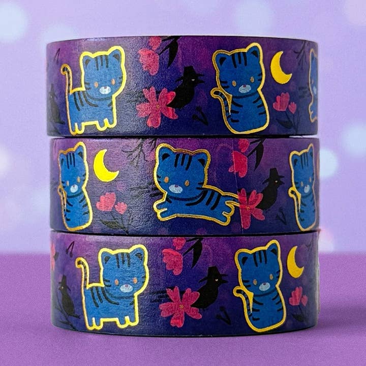 Ruban Washi Feuille d'Or Tigre Bleu pour la vente par Meow Amor Creative