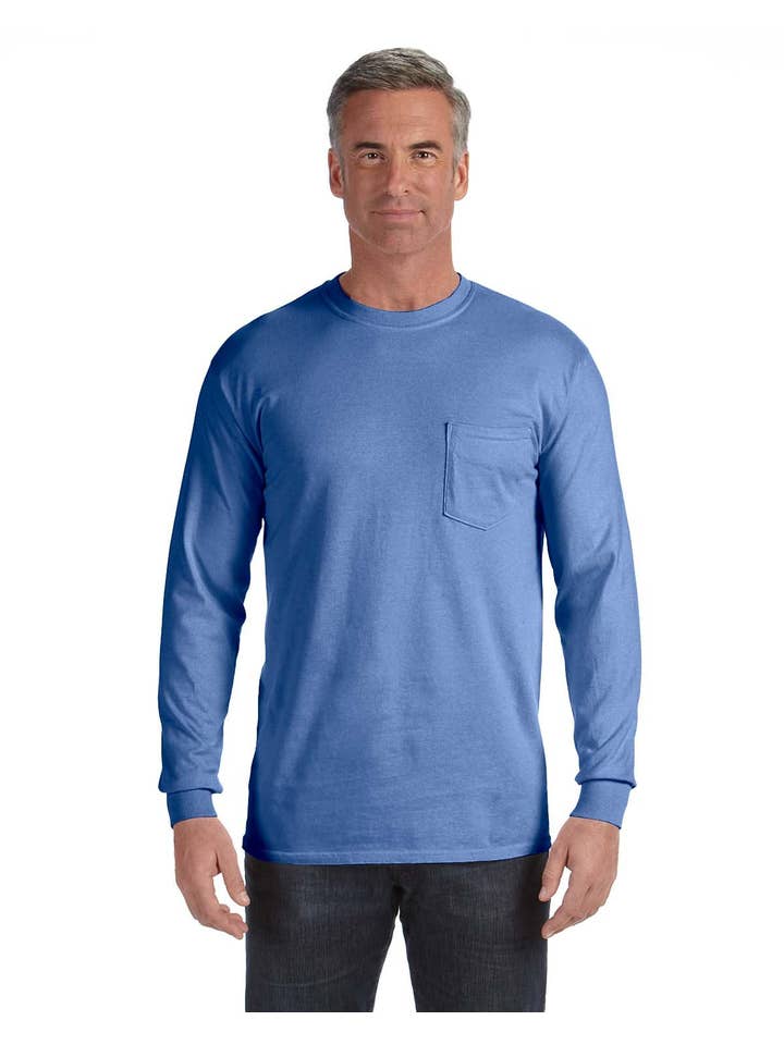 Total Apparel - Wholesale T-Shirt - Men's - Comfort Colors Garment-Dyed Long-Sleeve Pocket T-Shirt C441031