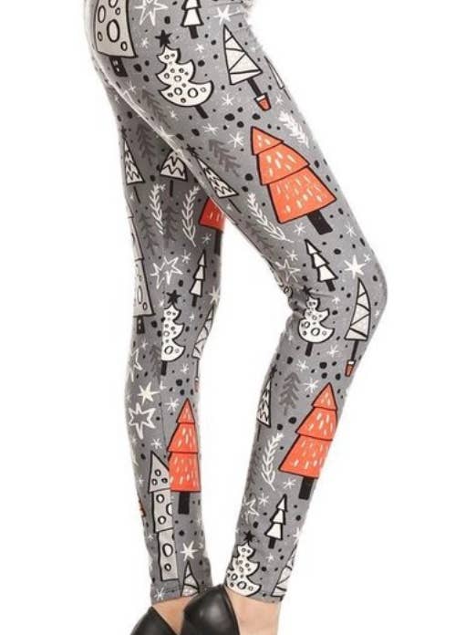 White Christmas Tree Winter Print 3x4x EXTRA PLUS Leggings for wholesale by Love 4 Leggings