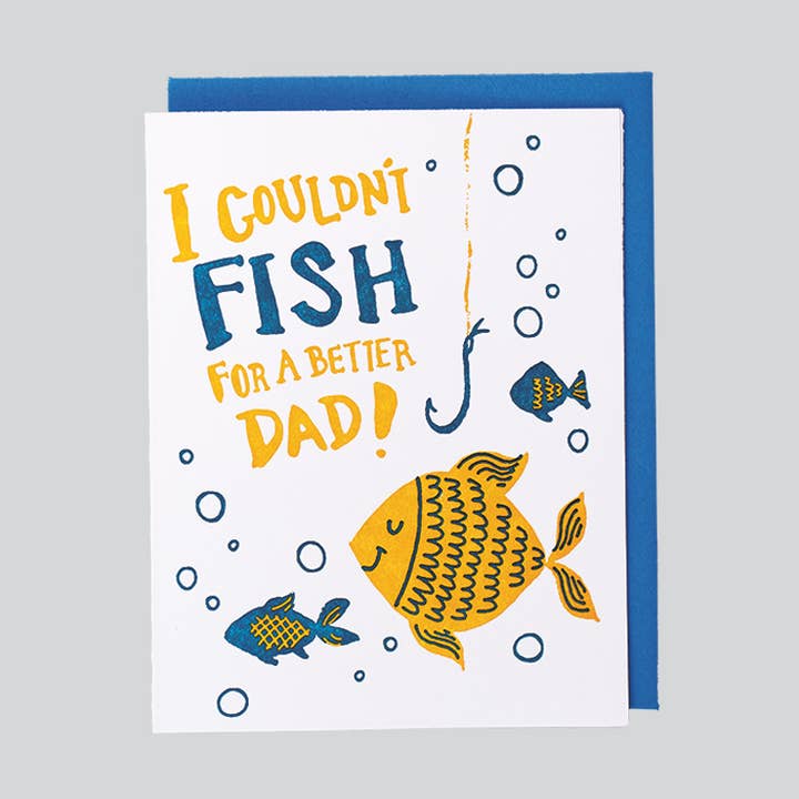 Fish for a Dad - Carte typographique pour la fête des pères pour la vente par folio press & paperie