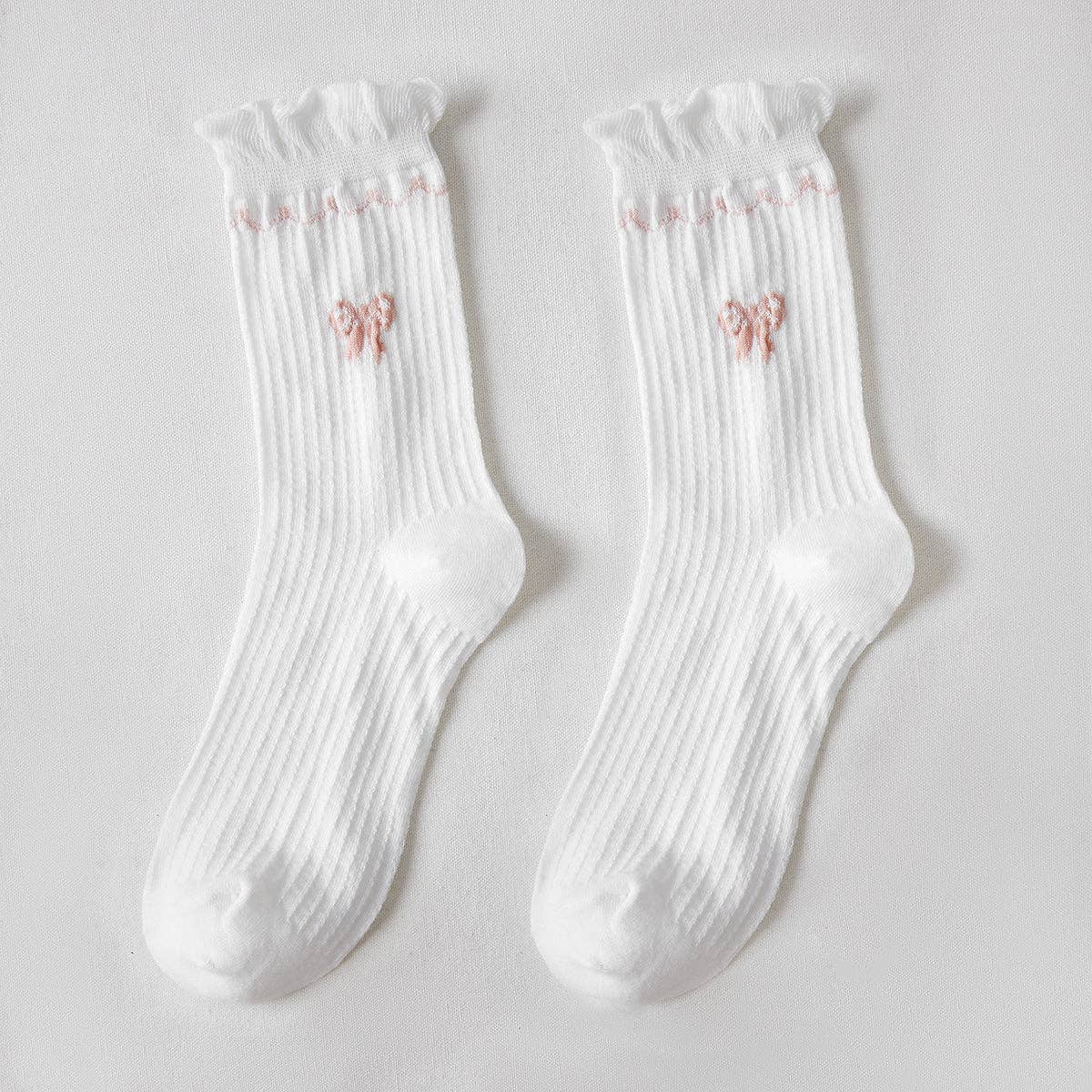 Funkyrel® Atzbranding Limited – Engroshandel Strømper - Dame – Rufia - hvide strømper med rullede kanter til kvinder2