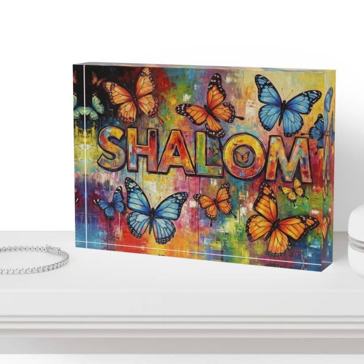 Resinate By KS / by KRISTIN SMITH - Wholesale Decorative Tabletop Object - Shalom Butterfly Crystal Block 1