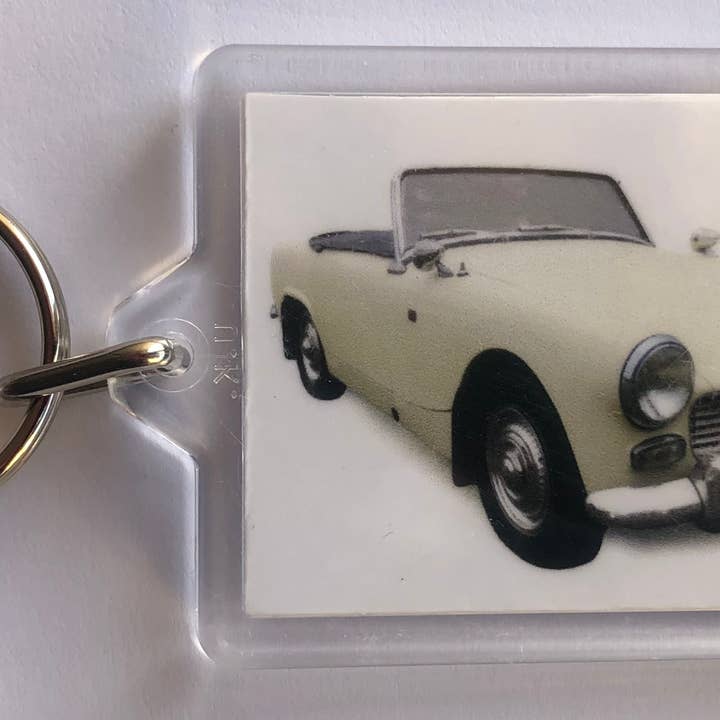 Austin Healey Sprite Mk2 1963 - Keyring with 50x35mm insert for wholesale by Witherden's Workshop