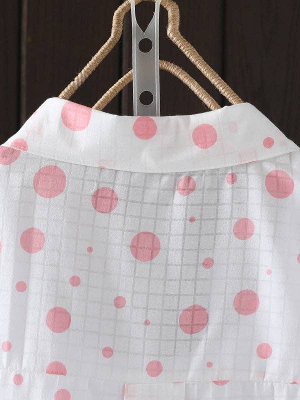 VividLux - Wholesale Button Down Shirt - Women's - Long Sleeves Loose Polka-Dot Lapel Shirts Tops6