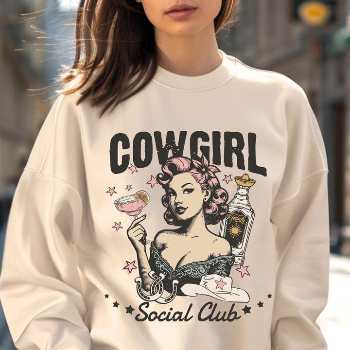 Cowgirl Social Club Graphic Crewneck for wholesale by Soak and Styles