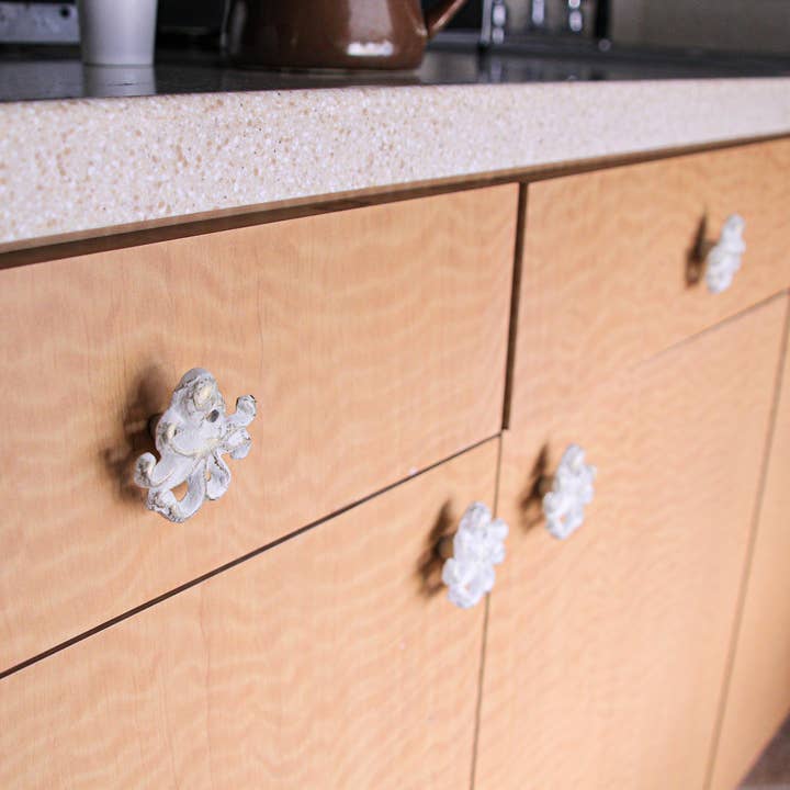 Zeckos – Maçaneta/puxador por atacado – Conjunto de 6 Gavetas Polvo em Ferro Fundido Branco3