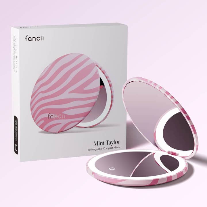 Mini Taylor LED-beleuchteter Kompaktspiegel - Blush Zebra für den Großhandel von Fancii
