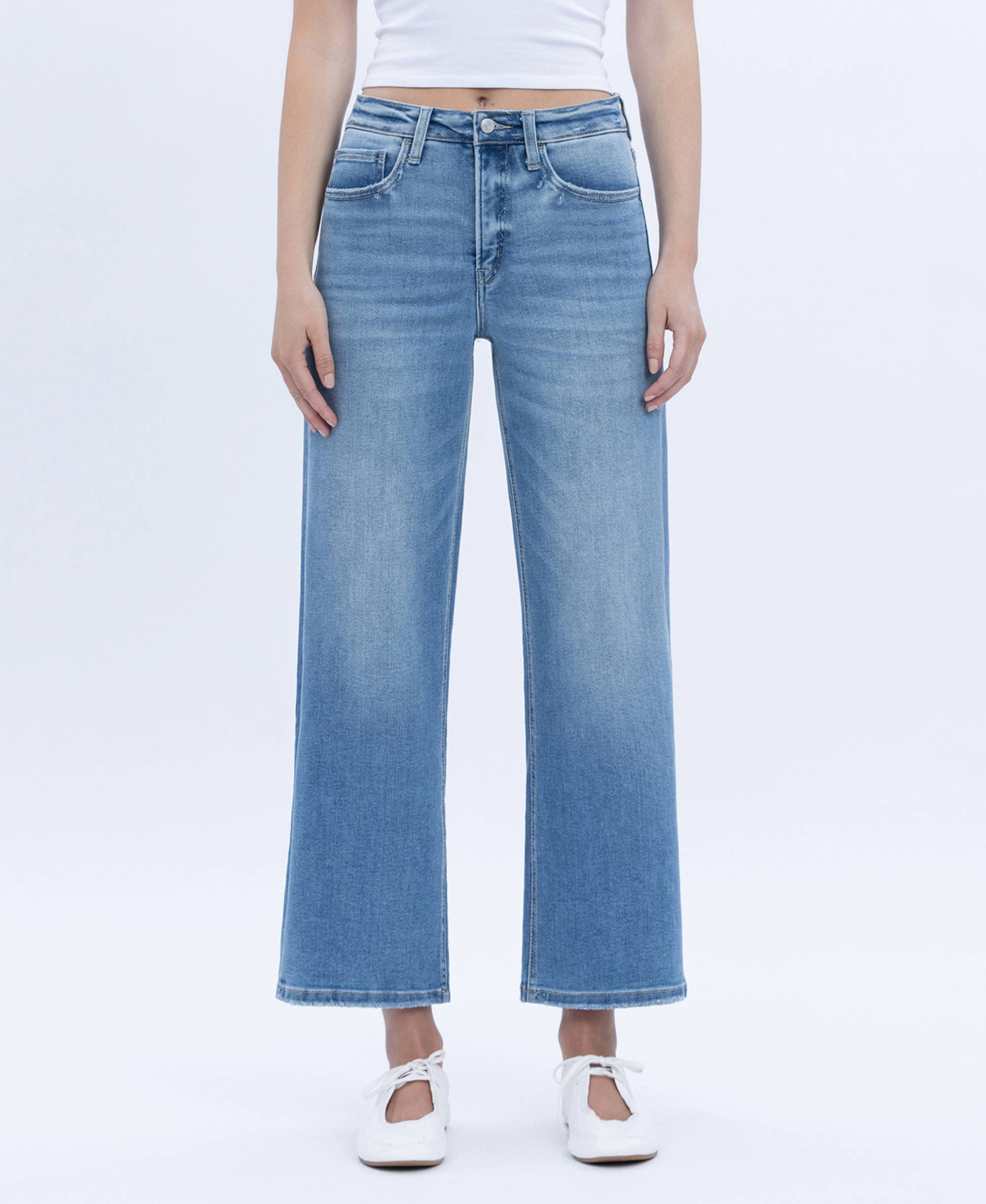 ABOUND TUMMY CONTROL HIGH RISE CROP WIDE LEG JEANS LV1359 for wholesale on Faire0