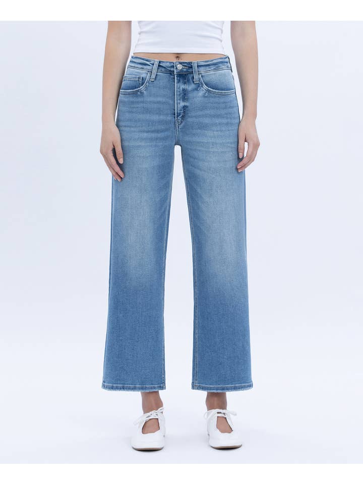 ABOUND TUMMY CONTROL HIGH RISE CROP WIDE LEG JEANS LV1359 for wholesale on Faire