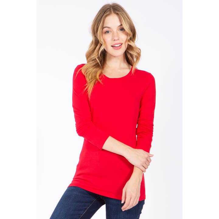UP CLOTHING - Wholesale Shirt - Women's - Basic Long Sleeve Round Neck T Shirt Top