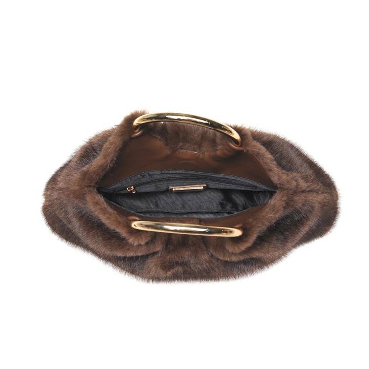 MiMi Wholesale - Wholesale Clutch Bag - Women's - 28823F Faux Fur Clutch Bag With Ring Handle9