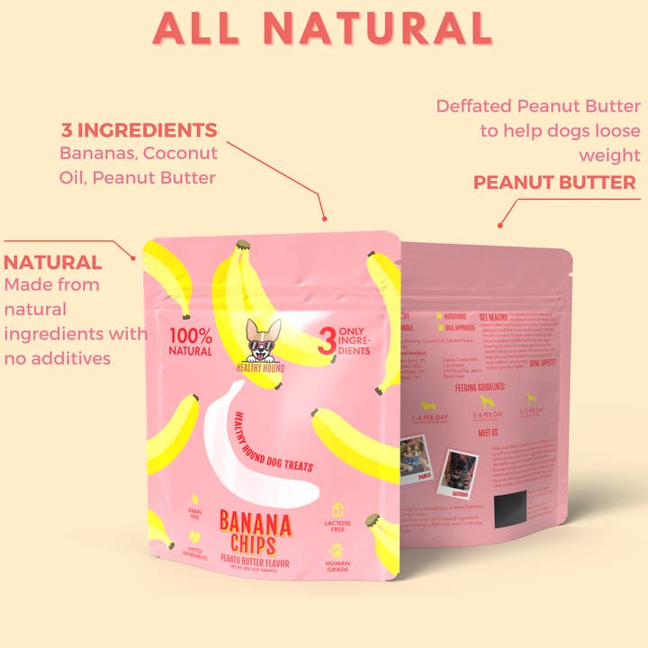 Healthy Hound – Engroshandel Godbid - Hund – Jordnøddesmør Banan Chips Hund Behandler