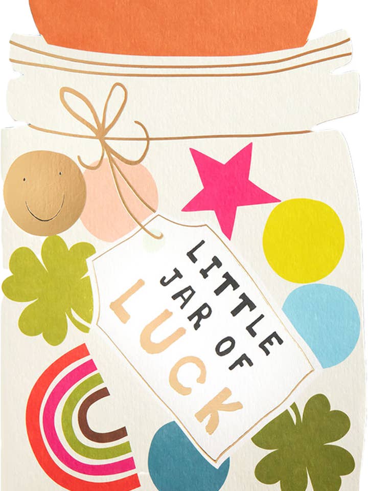 DIECUT GOOD LUCK GREETING CARD JAR CAROLINE GARDNER for wholesale by Notes & Queries, Inc.