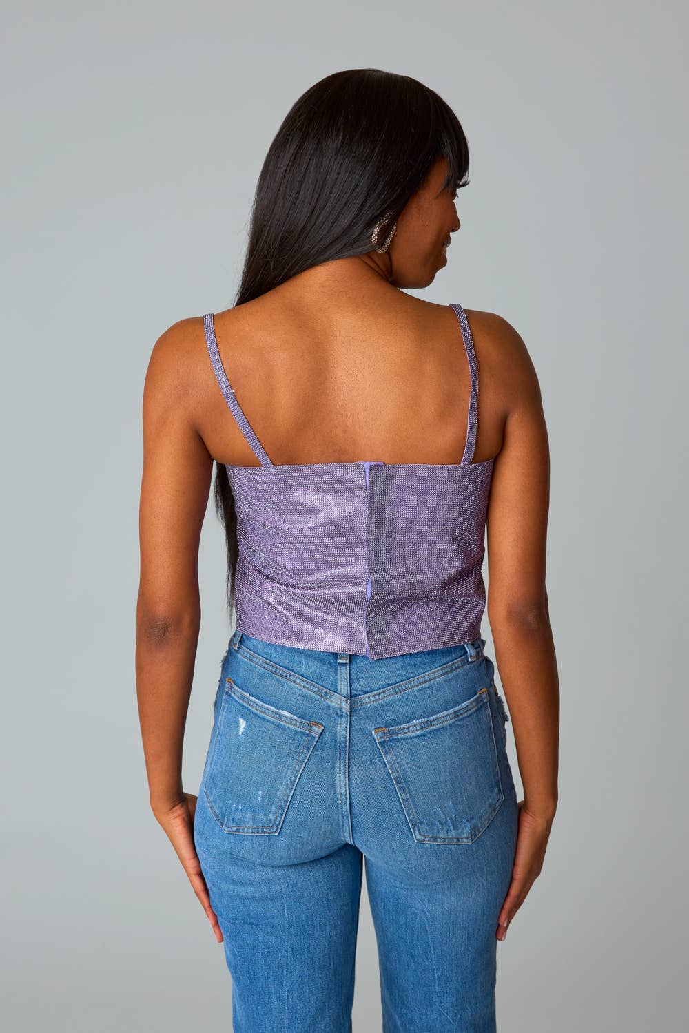 BuddyLove - Wholesale Blouse - Women's - Girly Girl Purple Rhinestone Cropped Top2