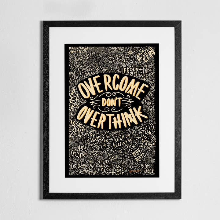 Overcome don’t overthink typography style illustration for wholesale by Reyt Good Illustration