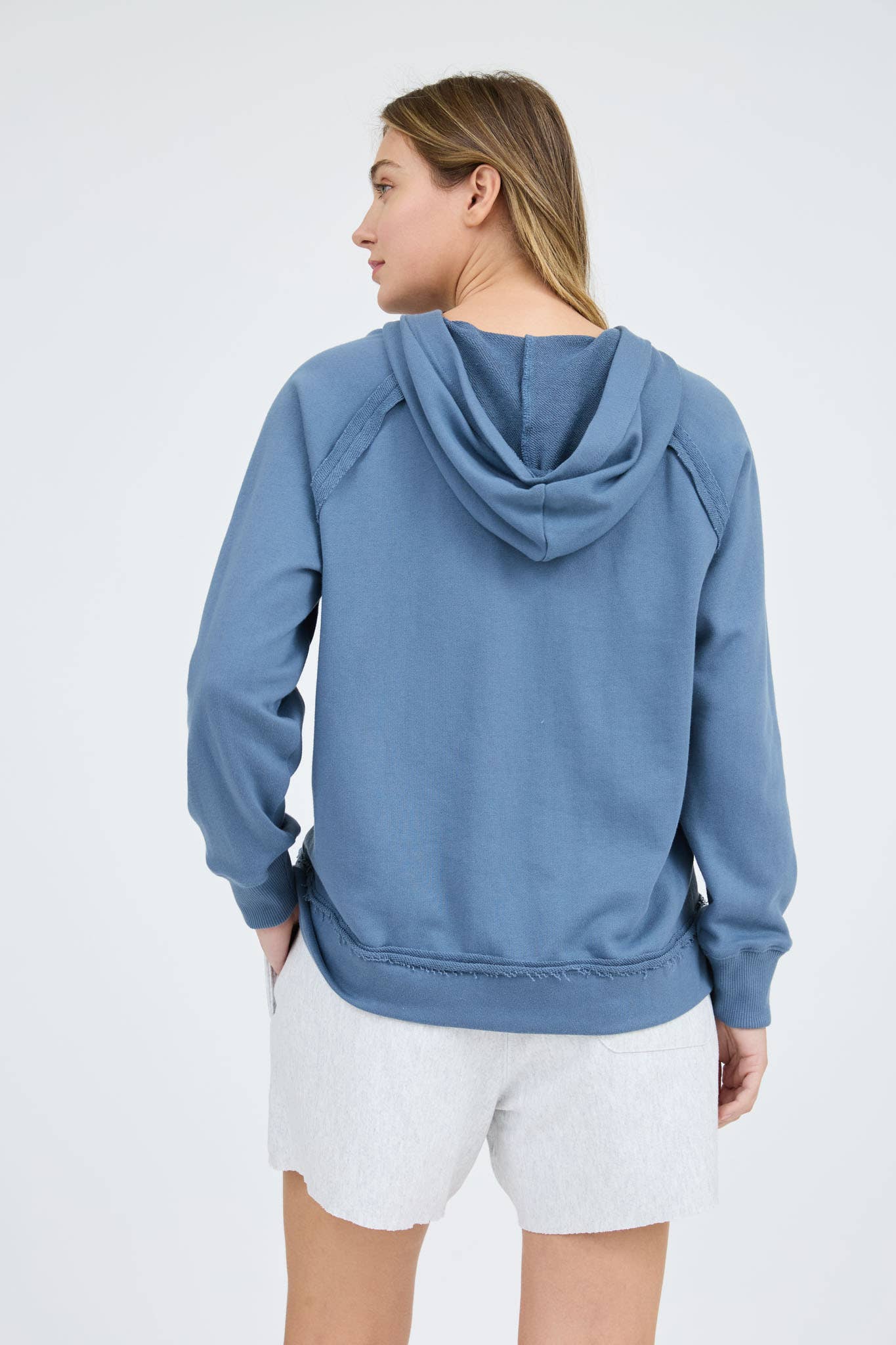 Blu Pepper – wholesale Knit top – Women's – HOODED V NECK RAW EDGE LONG SLEEVE KNIT TOP6