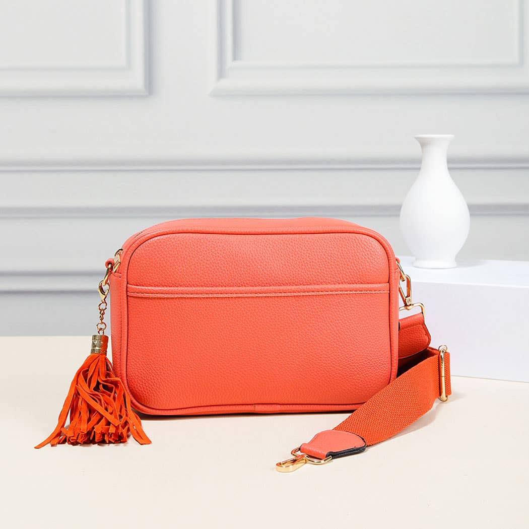 Fashion City - Wholesale Crossbody Bag - Women's - Dark PU Rectangular Crossbody with Tassel3