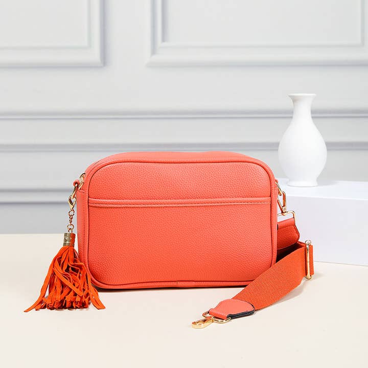 Fashion City - Wholesale Crossbody Bag - Women's - Dark PU Rectangular Crossbody with Tassel3