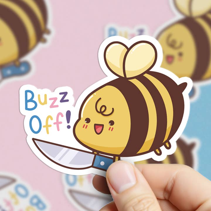 Lemon Whiskers – wholesale Sticker – Buzz Off Bee| Large Waterproof Sticker 0
