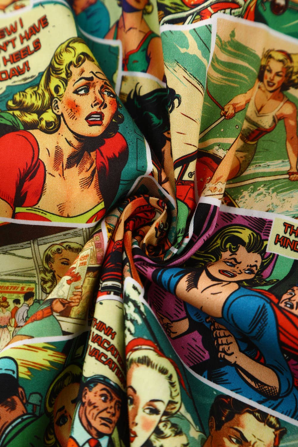 Dolly & Dotty - Wholesale Dress - Women's - Penelope II Yellow Rockabilly Comic Print Shirt Dress12