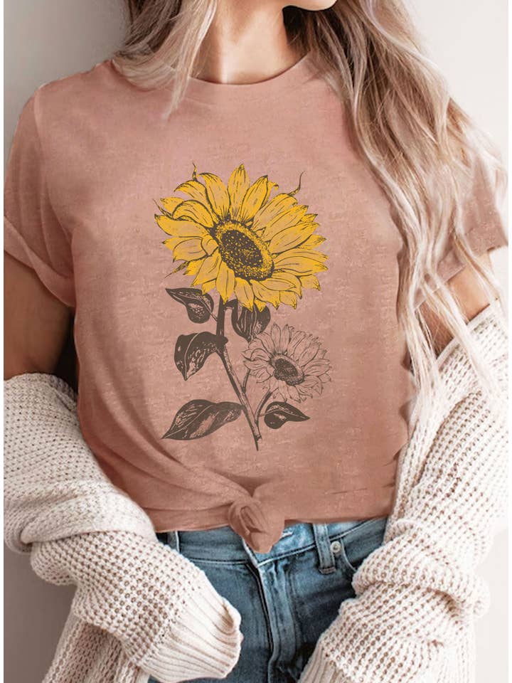 Rustee Clothing - Wholesale Screen Printed T-Shirt - Women's - SUNFLOWER GRAPHIC TSHIRTS6