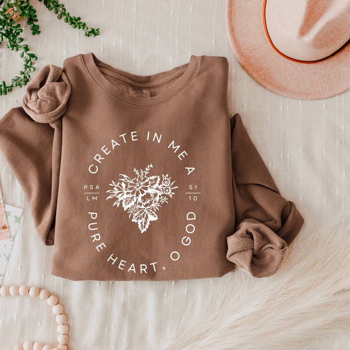 Verita Culture - Wholesale Graphic Sweatshirt - Women's - Create In Me A Pure Heart Inspirational Christian Sweatshirt2