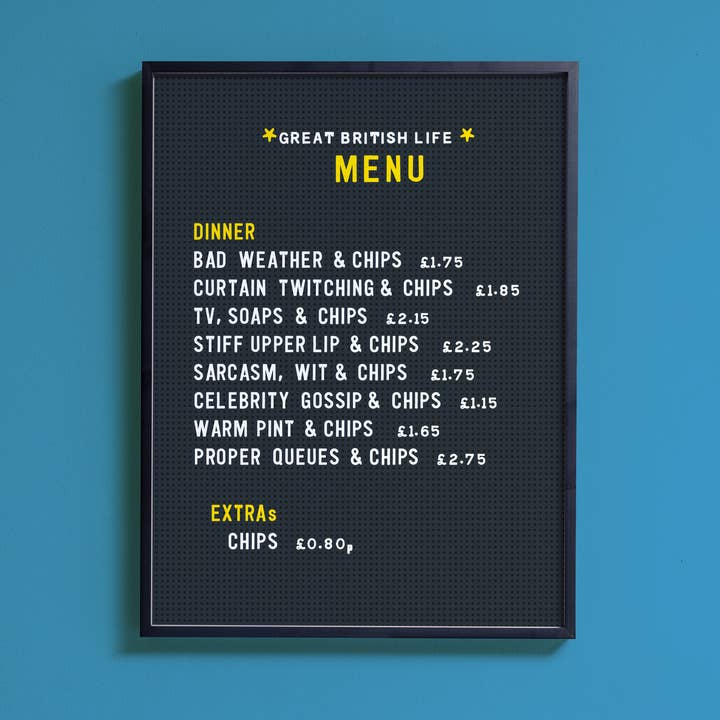 British Life menu – Art print for wholesale by Stoats & Weasels
