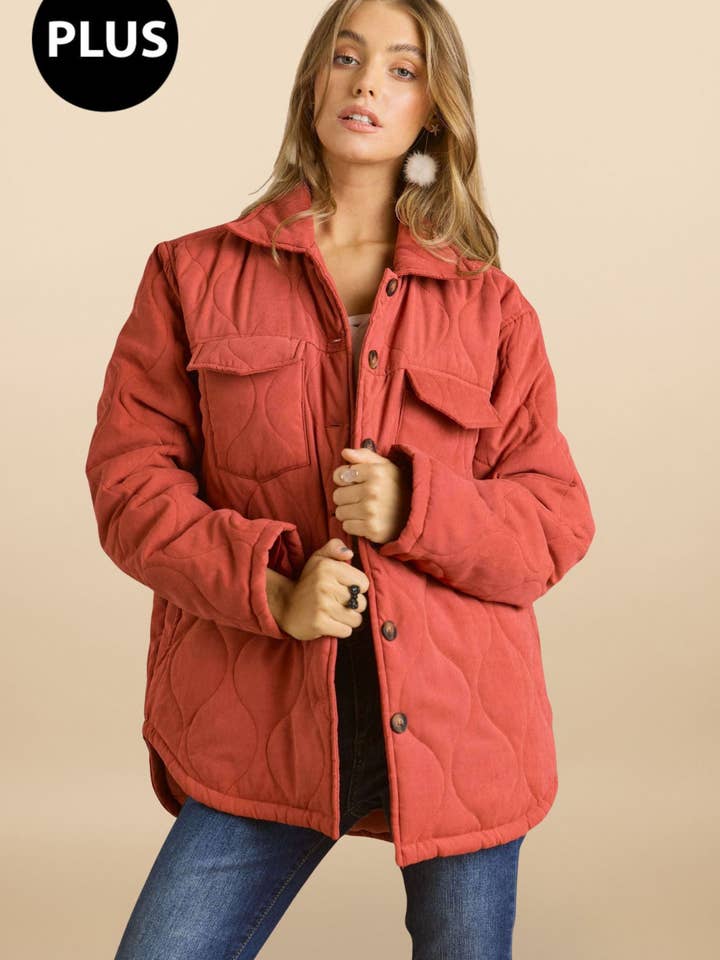 CEJ2640X -PLUS SOLID QUILTED JACKET SIDE POCKET for wholesale by ADORA LA