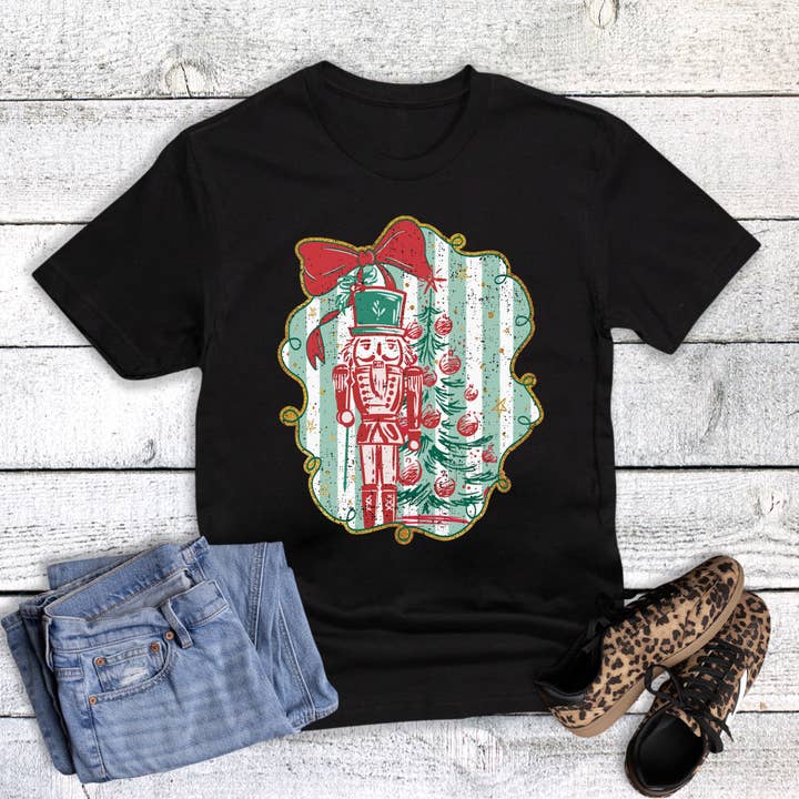 Christmas Vintage Coquette Nutcracker Graphic Tee for wholesale by Rebel Rose