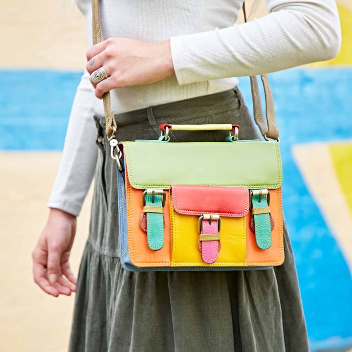 The Paper High Gift Company Limited – wholesale Satchel – Women's – Shruti Small Multicoloured Recycled Leather Satchel