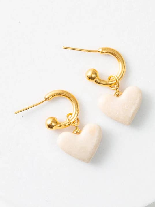 Gold Convertible Marble Heart Huggies for wholesale by Noonday