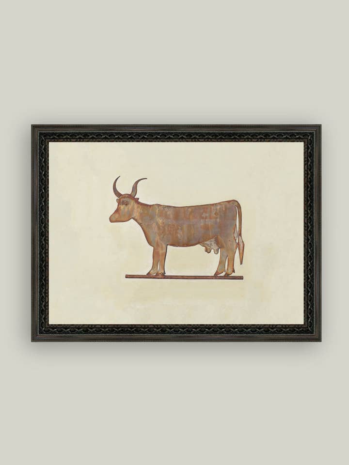 Cow Weather Vane Framed Antique Art for wholesale by Petal Lane Home