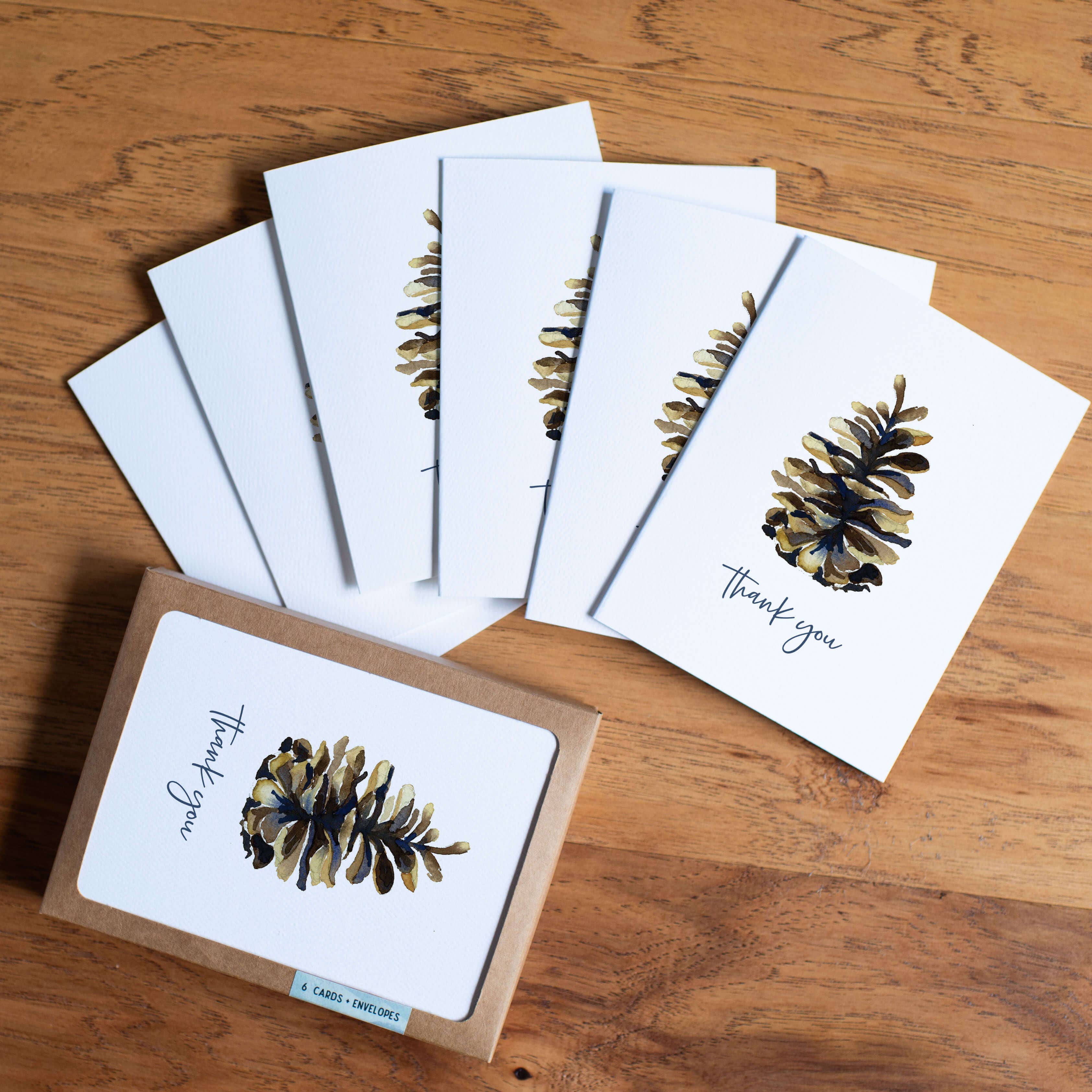 Watercolor Wednesday - Wholesale Thank You Card - Pinecone Thank You Card | Outdoorsy Design3
