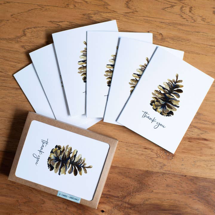 Watercolor Wednesday - Wholesale Thank You Card - Pinecone Thank You Card | Outdoorsy Design3